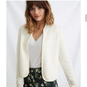 Marine Layer Mya Quilted Swing Bomber in Antique White - Small